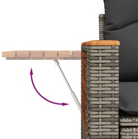 3 részes szürke polyrattan kerti ülőgarnitúra párnákkal