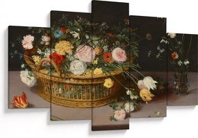 Kép - Jan Brueghel the Elder, Flowers in a Basket and a Vase, reprodukciók (150x105 cm)