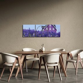 Levandula mező képe (órával) (90x30 cm)