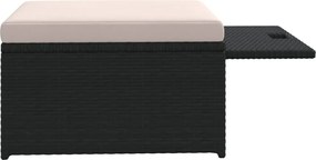 4-részes fekete polyrattan kerti bútorszett párnákkal