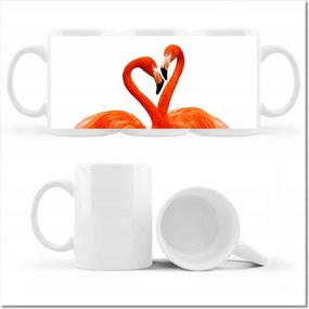 Nyomott mintás bögre Szerelmes flamingók
