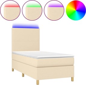 vidaXL krémszínű szövet rugós és LED-es ágy matraccal 80 x 200 cm