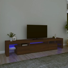 Barna tölgy színű TV-szekrény LED-lámpákkal 215x36,5x40 cm