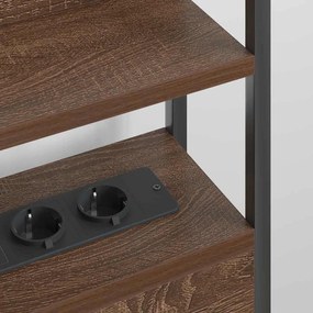 Fejtámla LED -es lámpákkal polcokkal barna tölgy 100 cm Faanyag