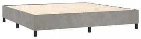 világosszürke bársony rugós és LED-es ágy matraccal 200x200 cm