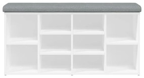 fehér szerelt fa cipőtároló pad 102 x 32 x 50 cm