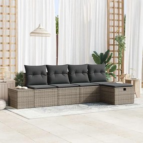 Kerti Kanapé Szett 5 pcs Szürke 55 x 62 x 69 cm Poli rattan
