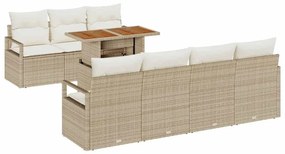 vidaXL Kerti Kanapé Szett tárolóval 8 pcs Bézs Poli rattan