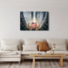 Építkezés az USA zászlóval képe (90x60 cm)