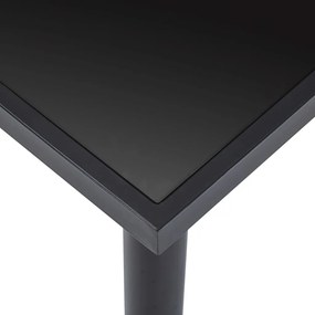 Fekete edzett üveg étkezőasztal 180 x 90 x 75 cm