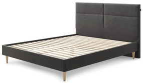 Fekete kárpitozott franciaágy ágyráccsal 180x200 cm Elyna – Bobochic Paris