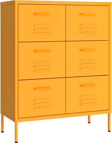 vidaXL mustársárga acél fiókos szekrény 80 x 35 x 101,5 cm