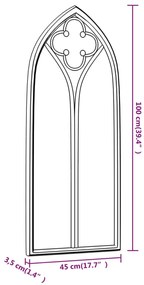 fekete vas kerti tükör kültéri használatra 100 x 45 cm