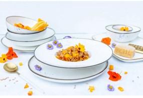 Mäser 4 darabos gourmet tányérkészlet Pintar Fehérkék pöttyös 26 cm