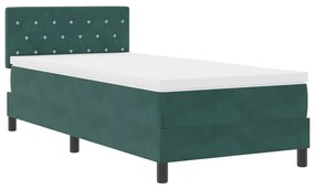 Boxspring Ágy Matraccal és LED-del Sötét Zöld 90x200 cm Bársony