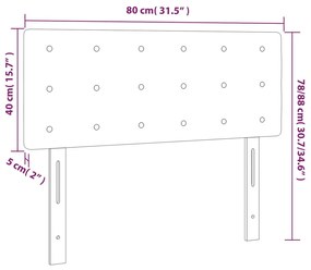 fekete műbőr LED-es fejtámla 80 x 5 x 78/88 cm