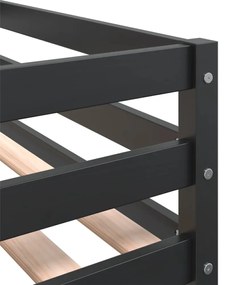 fekete tömör fenyőfa gyerek galériaágy létrával 90 x 200 cm