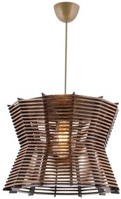 Mennyezeti lámpa, fa és bambusz utánzat búrával, állítható kábellel, barna - AQUITAINE