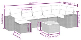 8 részes szürke polyrattan kerti ülőgarnitúra párnákkal
