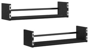 Falipolcok 2 db Fekete Tölgy 60x16x14 cm Műszaki Fa