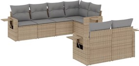 vidaXL 7 részes bézs polyrattan kerti ülőgarnitúra párnákkal