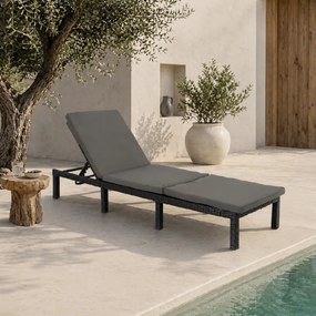 Furnigo Marbella kerti napozóágy fekete - antracit párna