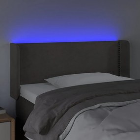 sötétszürke bársony LED-es fejtámla 103 x 16 x 78/88 cm