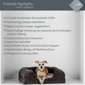 PETSTUFF® Kutyafekhely L sötét szürke 106 x 80 x 18 cm