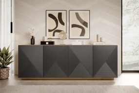 Asha négyajtós komód 200 cm - artisan / matt rivier stone