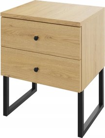 Éjjeliszekrény két fiókkal, lábakkal, naptölgy, 40 cm széles