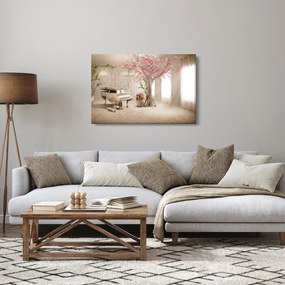 Kép - Álmodozó belső tér zongorával (90x60 cm)