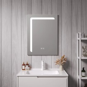 [pro.tec] LED fürdőszobai tükör Chambave 45x60 cm ezüstszínű