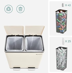 Fém pedálos soft close szemetes,15 db szemeteszsákkal, felhőfehér