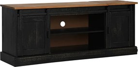 vidaXL HALDEN fekete tömör fa TV szekrény 2 tolóajtóval 150x40x60 cm