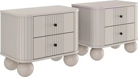 Vesper éjjeliszekrény szett 56 cm - kasmír / fekete fogantyúk / gömb alakú lábak