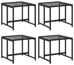 4 db fekete polyrattan kerti ülőke