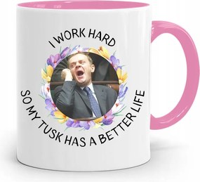 Donald Tusk Rózsaszín Bögre Platform Ajándék fényképes nyomtatással