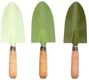 Fém kézi ásó fa nyéllel, olivazöld