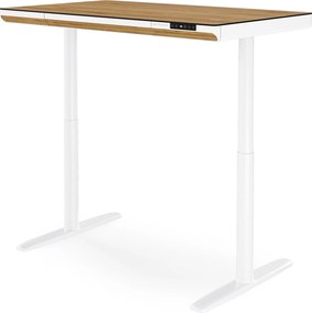 Elektromos ülő-álló íróasztal fiókkal és Qi vezeték nélküli töltővel fehér/aranytölgy, 1200 mm: ELLIS