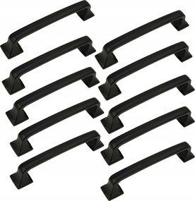 10 x Bútorfogantyú fekete 96 mm fém konyhabútor tartó