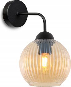 Fali Lámpa Mézszínű Fekete Üveg Gömb 14CM