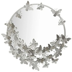 Tükör pillangó dekorációval, ezüst - SUBLIME