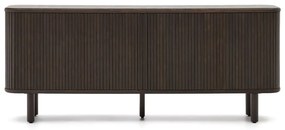 Sötétbarna alacsony komód tolóajtóval, kőrisfa dekorral 180x75 cm Mailen – Kave Home