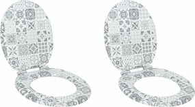 vidaXL Lágy záródású WC ülőke 2 pcs Kék és fehér porcelán 44 x 38 cm