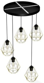 Csillár zsinóron BERGEN 5xE27/60W/230V fekete/arany