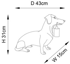 Endon 101188 - Asztali lámpa DACHSHUND 1xE27/10W/230V fekete