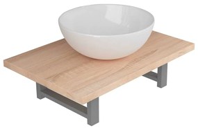 2-részes tölgy-színű kerámia fürdőszobai bútorszett