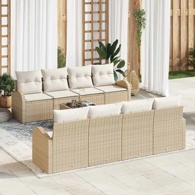 Kerti Kanapé Szett 7 pcs Beige és Fehér 55 x 55 x 37 cm