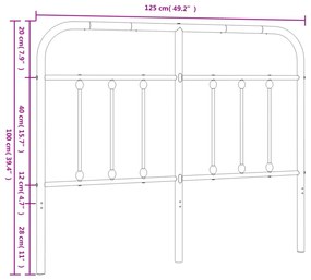 fekete fém fejtámla 120 cm