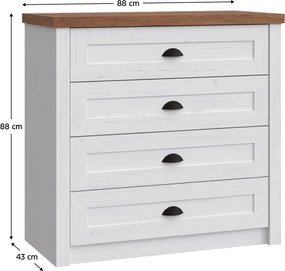 Komód, sosna andersen/tölgyfa lefkas, PROVANCE K4
